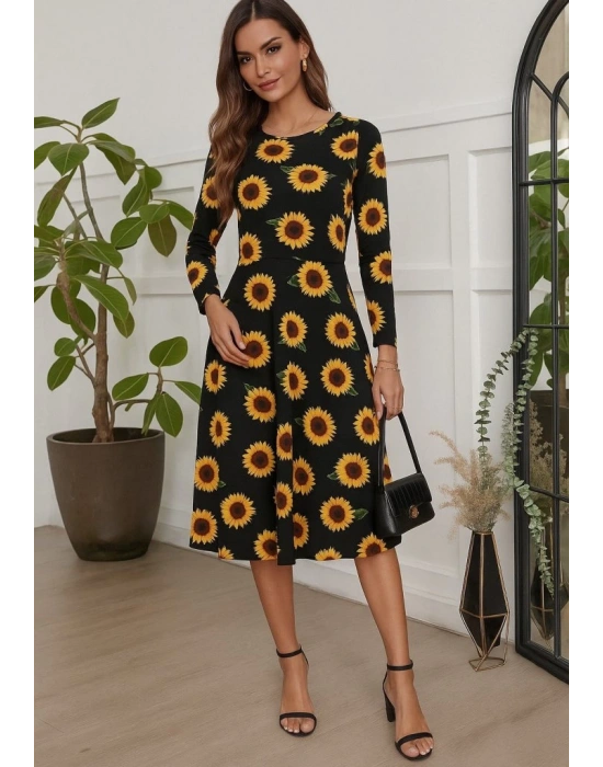 Kadın Fakir Kol Bisiklet Yaka Midi Mikro Elbise