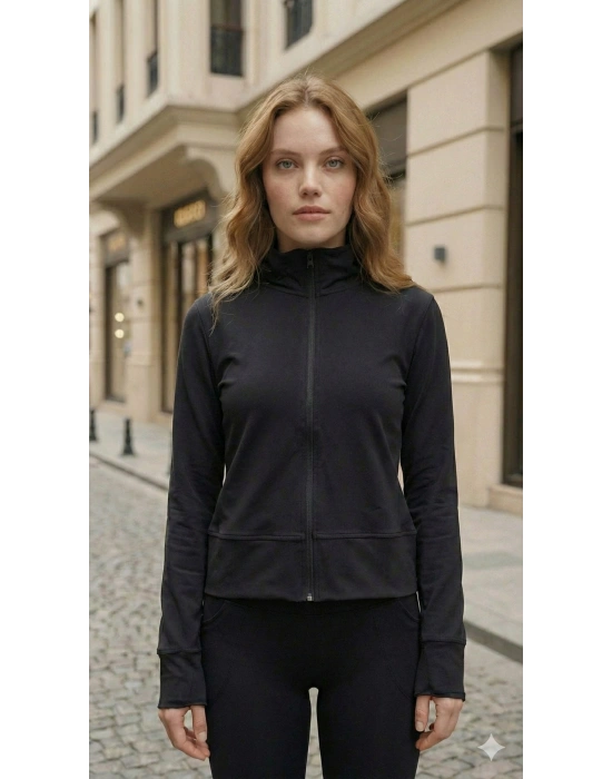 Kadın Full Likralı Ceket Ve Yüksek Bel Tayt Ikili Takim