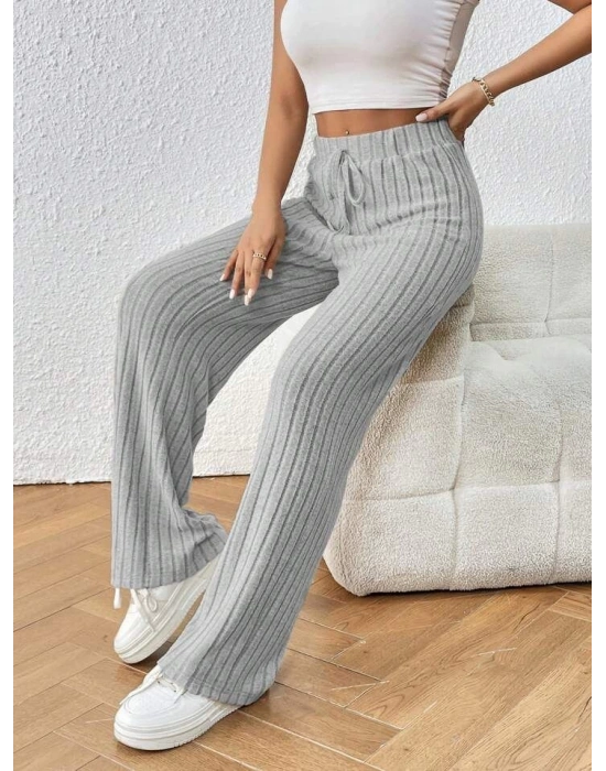 Kadın Hafif şardonlu Full Likralı Fitilli Kaşkorse Kumaş Bol Paça Pantolon