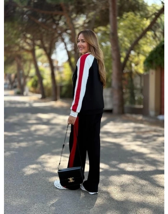 Kadın Hakim Yaka şerit Detay Hırka Ve Bol Paça Pantolon Ikili Takım