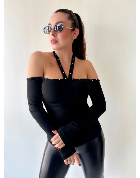 Kadın Halter Yaka Detay Bluz