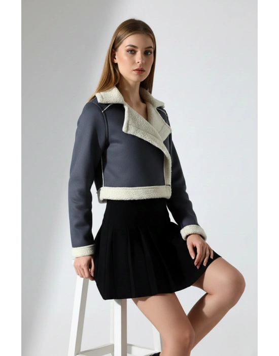 Kadın İçi Peluş Suni Süet Ceket