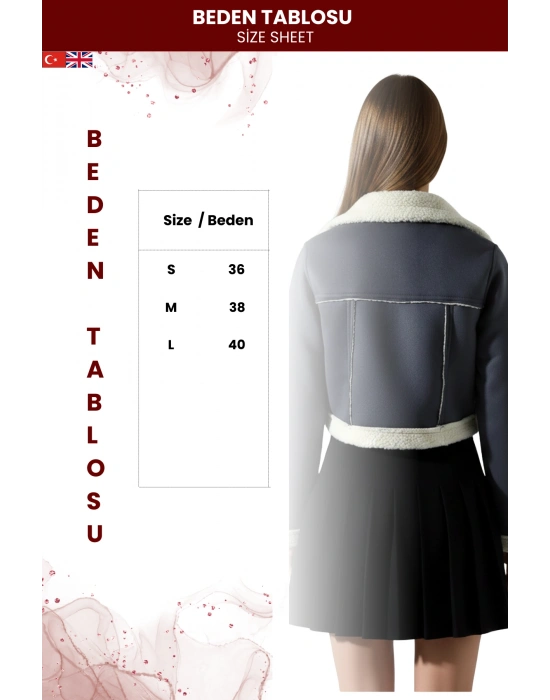 Kadın İçi Peluş Suni Süet Ceket