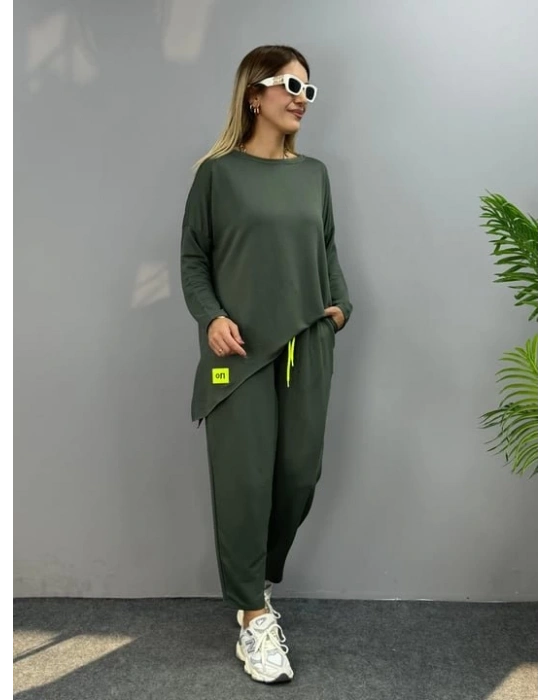 Kadın Iki Iplik Viskon Pamuk Kumaş Arma Detaylı Ikili Takım