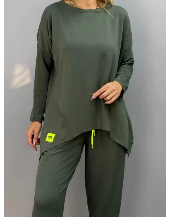 Kadın Iki Iplik Viskon Pamuk Kumaş Arma Detaylı Ikili Takım