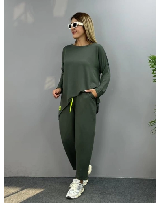 Kadın Iki Iplik Viskon Pamuk Kumaş Arma Detaylı Ikili Takım