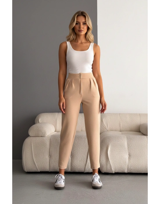 Kadın İthal Krep Full Likralı Havuç Pantolon