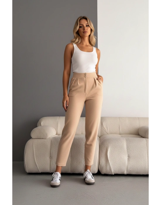 Kadın İthal Krep Full Likralı Havuç Pantolon