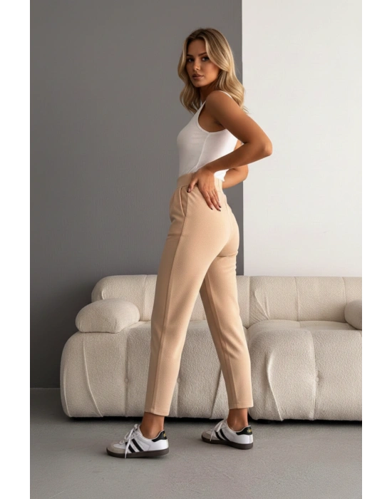 Kadın İthal Krep Full Likralı Havuç Pantolon