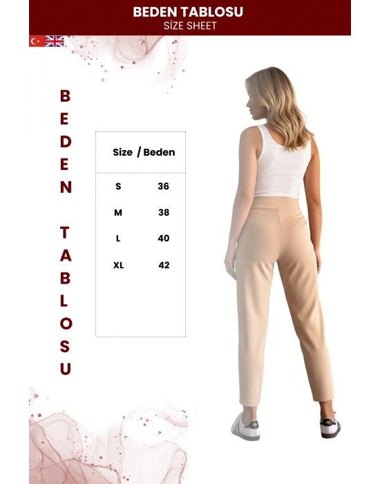 Kadın İthal Krep Full Likralı Havuç Pantolon