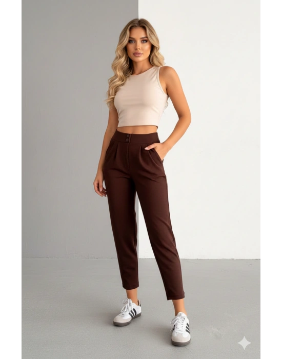 Kadın İthal Krep Full Likralı Havuç Pantolon