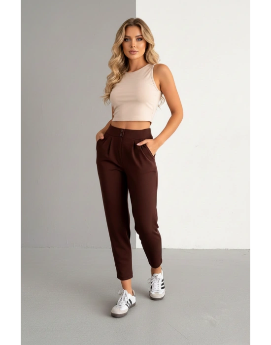 Kadın İthal Krep Full Likralı Havuç Pantolon