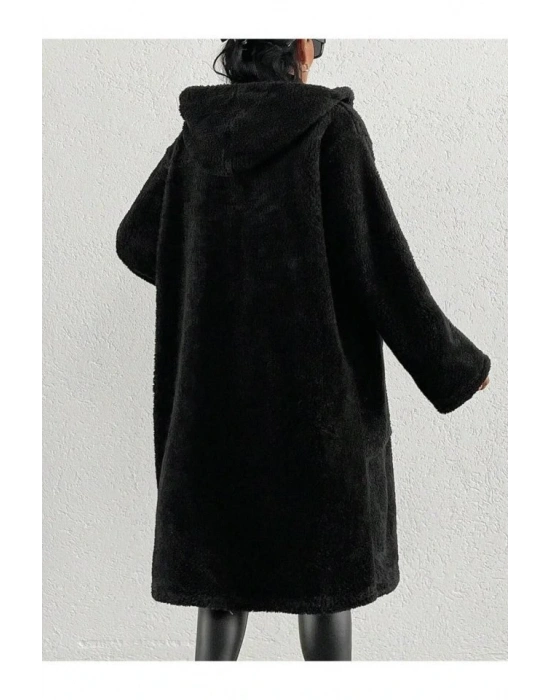 Kadın Kapüşon Ve Cep Detay Uzun Astarsız Wellsoft Ceket