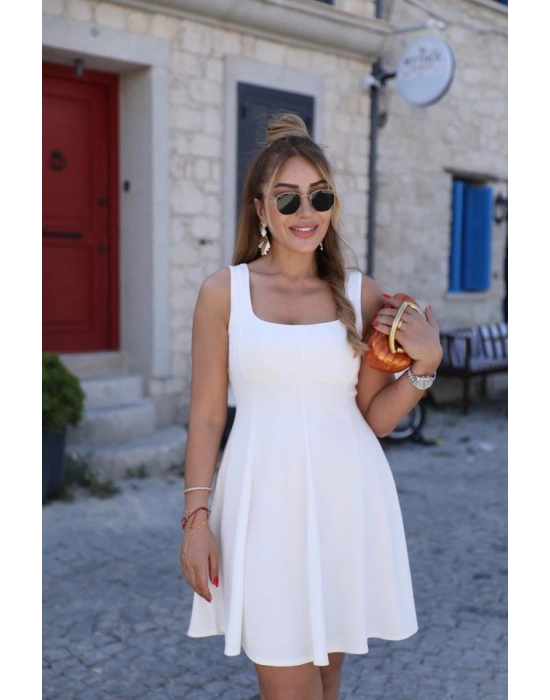 Kadın Kare Yaka Mini Elbise