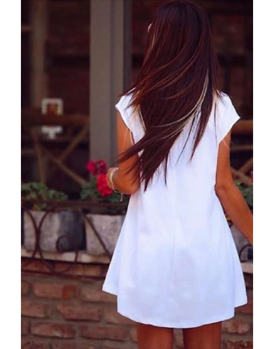 Kadın Kısa Kollu Asimetrik Viskon Kumaş Bluz