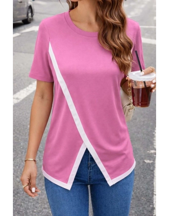 Kadın Kısa Kollu Bisiklet Yaka Viskon Bluz