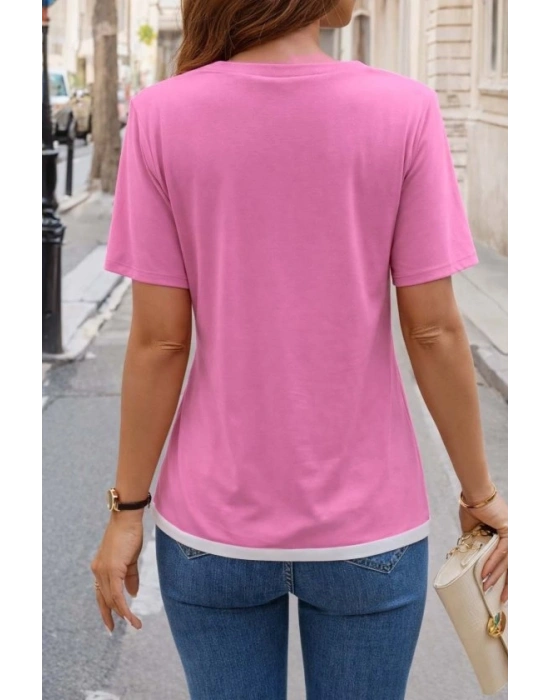 Kadın Kısa Kollu Bisiklet Yaka Viskon Bluz