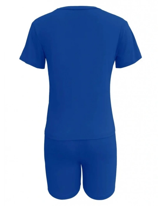 Kadın Kısa Kollu çapa Baskılı Viskon Ikili Takım