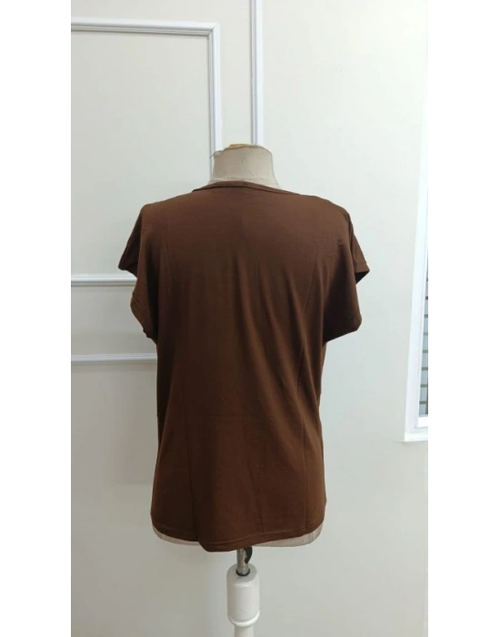 Kadın Kısa Kollu Degaje Yakalı Viskon Bluz