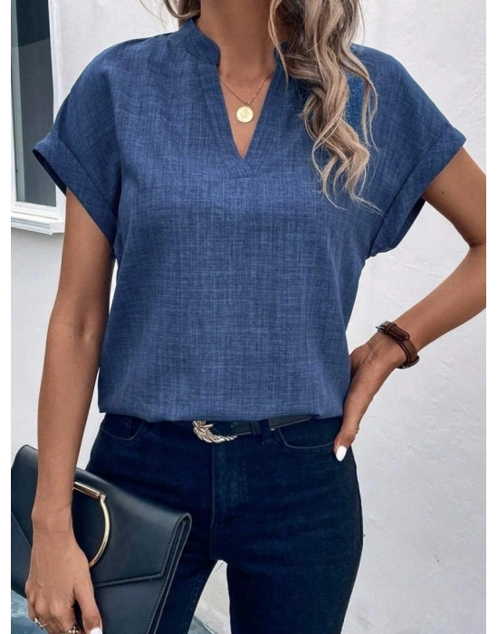 Kadın Kısa Kollu Hakim Yaka Sofya Bluz