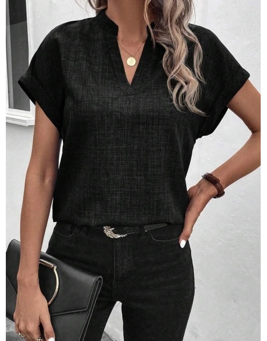 Kadın Kısa Kollu Hakim Yaka Sofya Bluz