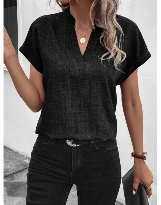 Kadın Kısa Kollu Hakim Yaka Sofya Bluz