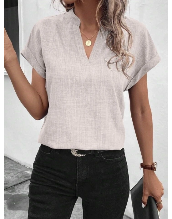 Kadın Kısa Kollu Hakim Yaka Sofya Bluz