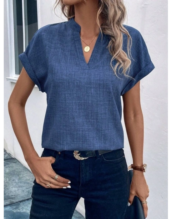 Kadın Kısa Kollu Hakim Yaka Sofya Bluz