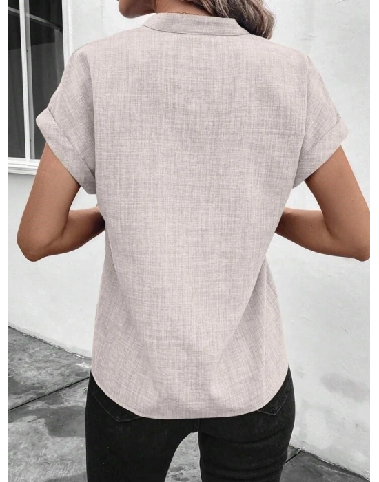 Kadın Kısa Kollu Hakim Yaka Sofya Bluz