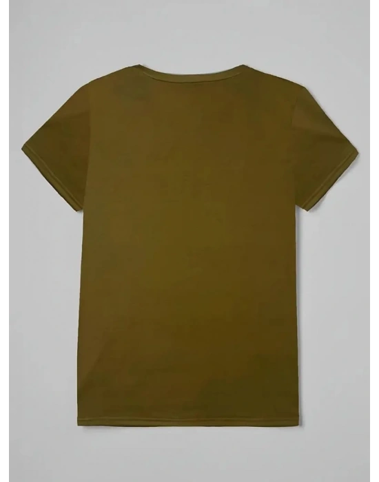 Kadın Kısa Kollu Kedi Ve Pati Baskılı Süprem T-shirt