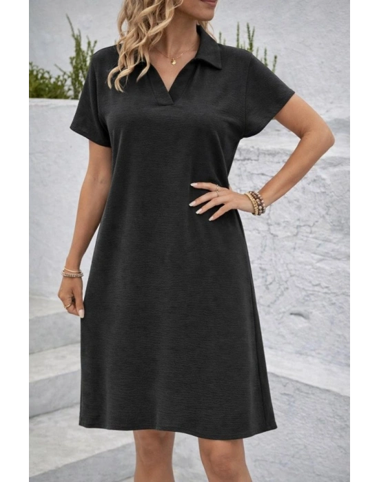 Kadın Kısa Kollu V Yaka Aerobin Kumaş Diz üstü Elbise