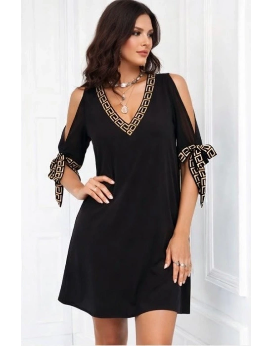 Kadın Kısa Kollu V Yakalı Kısa Sandy Elbise