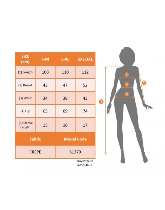 Kadın Kısa Kollu V Yakalı önden Pileli Janjan Krep Elbise