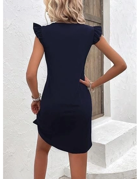 Kadın Kısa Kollu V Yakalı Viskon Elbise