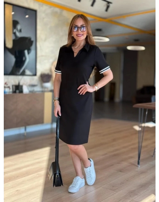 Kadın Kısa Kollu V Yakalı Viskon Iki Iplik Elbise