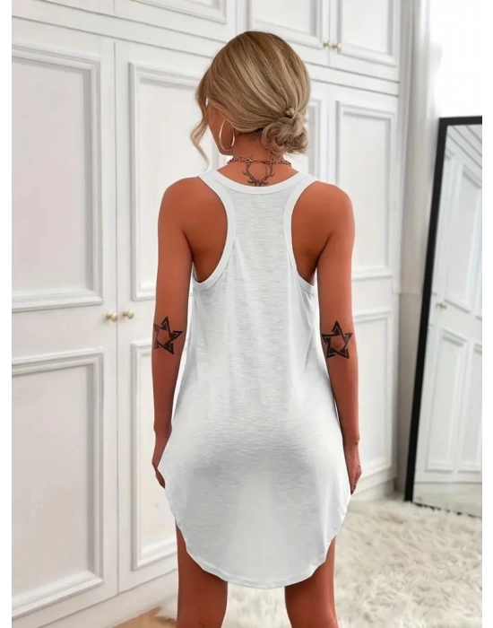 Kadın Kolsuz Halter Yaka Viskon Mini Elbise