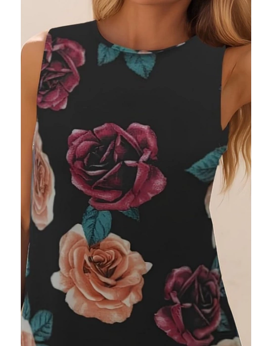 Kadın Kolsuz Sırttan Bağlamalı Fırfırlı Leopar Desenli Süprem Elbise