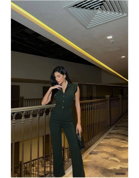 Kadın Krep Kumaş Kısa Kollu Tulum