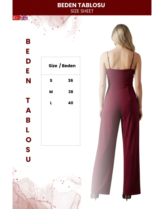 Kadın Kruvaze Yaka İthal Krep Kumaş Tulum