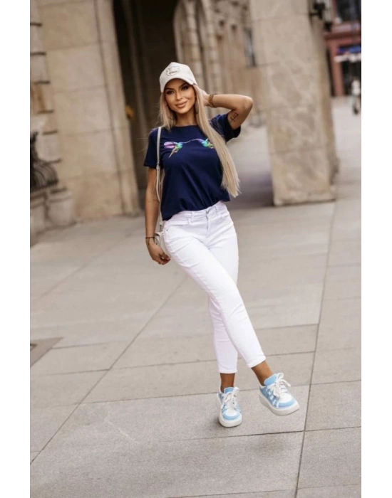 Kadın Kuş Desenli Süprem T-shirt