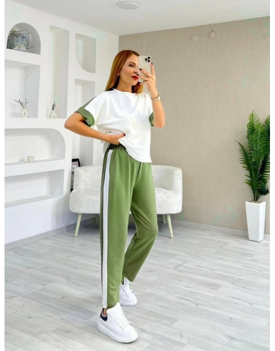 Kadın Modal Dokulu Kumaş Yanı şeritli Takım