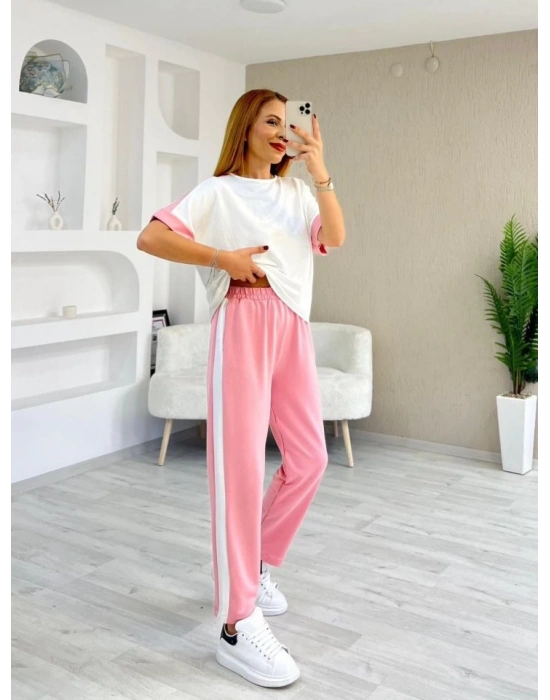 Kadın Modal Dokulu Kumaş Yanı şeritli Takım