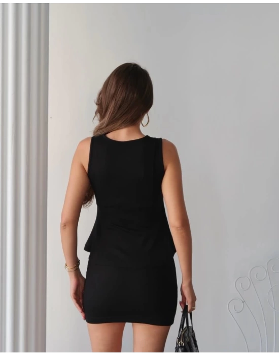 Kadın Modal Kumaş Volanlı Mini Etek Takım