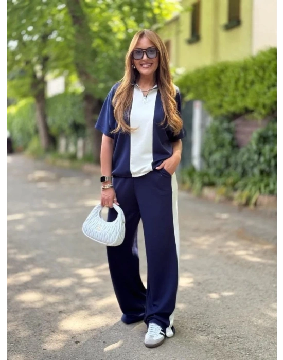 Kadın Modal Kumaş Yakası Fermuarlı şerit Detaylı Takım