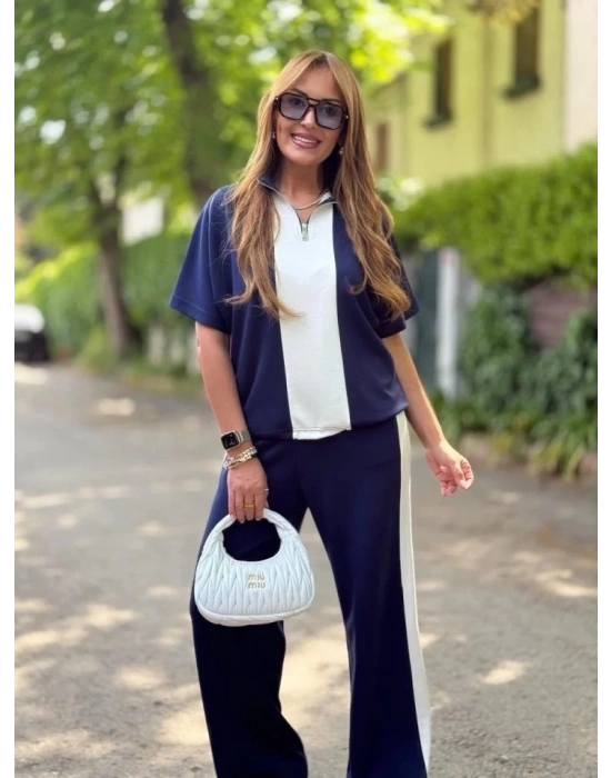 Kadın Modal Kumaş Yakası Fermuarlı şerit Detaylı Takım