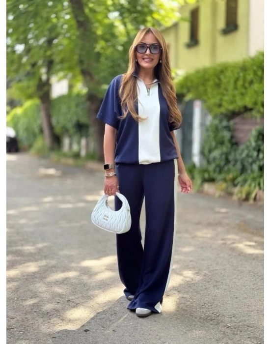 Kadın Modal Kumaş Yakası Fermuarlı şerit Detaylı Takım