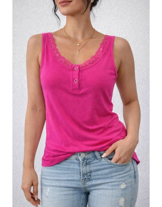 Kadın Omuz Askılı Dantel Güpür Detay Bluz