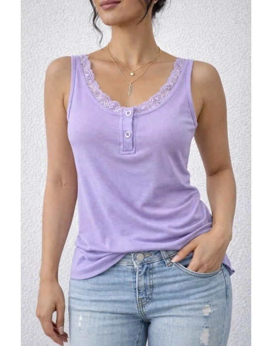 Kadın Omuz Askılı Dantel Güpür Detay Bluz