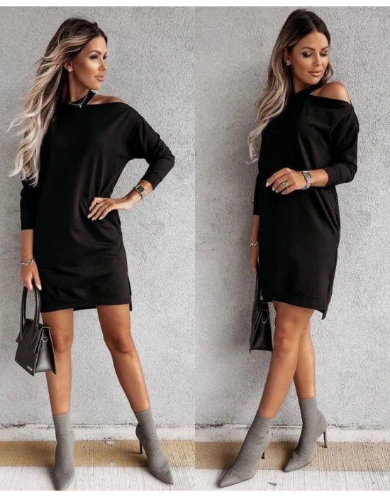 Kadın Omuz Detay İki İplik Mini Elbise