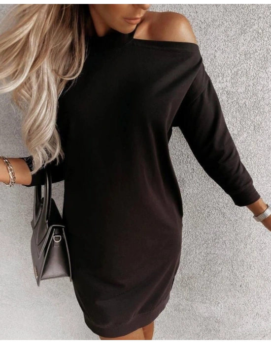 Kadın Omuz Detay İki İplik Mini Elbise